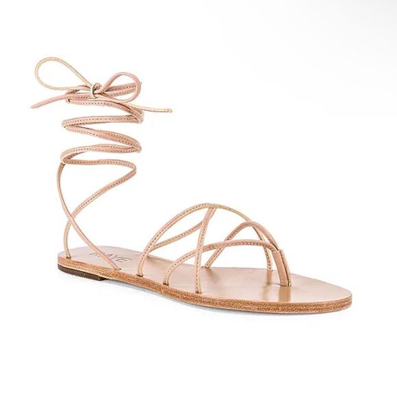 Raye Siam Sandals Nude shoes lace up strappy flats Revolve Sz 10 - Picture 4 of 8